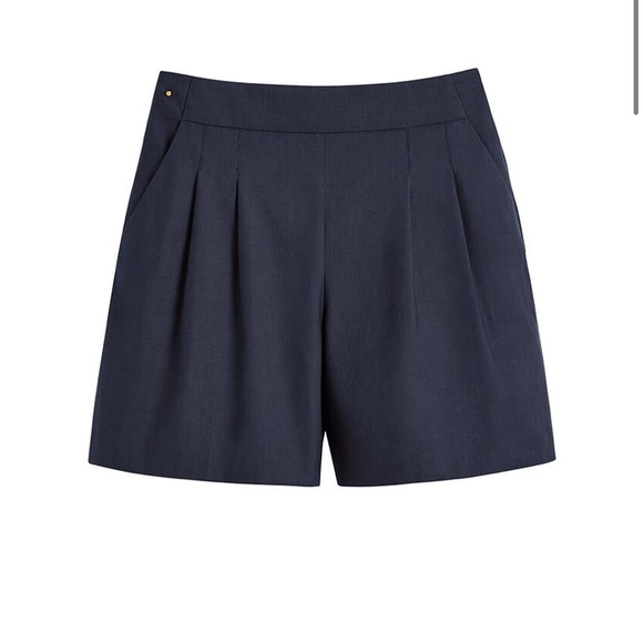 Cuyana Pants - NEW Cuyana Linen Pleated Front Shorts in Navy XS